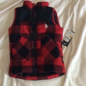 USPA Red and Black Lumberjack Puffer Vest